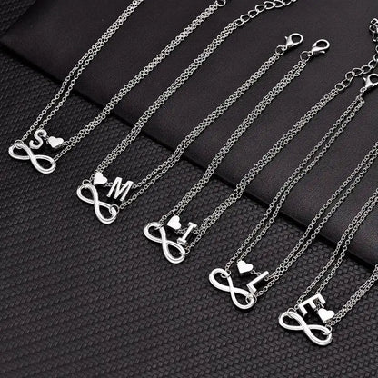 Bohemia A-Z Letter Initial Anklet for Women - Silver Heart Initial Anklet Bracelet, Beach Party & Travel Foot Jewelry