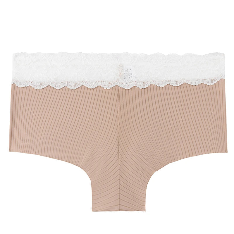 TrowBridge Women’s Seamless Silk Satin Panties – Lace Hollow Breathable Boyshort Underwear