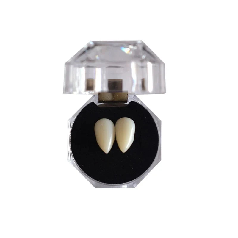 Vampire Fangs False Teeth - Halloween Costume Props with Denture Adhesive for Parties & Decor