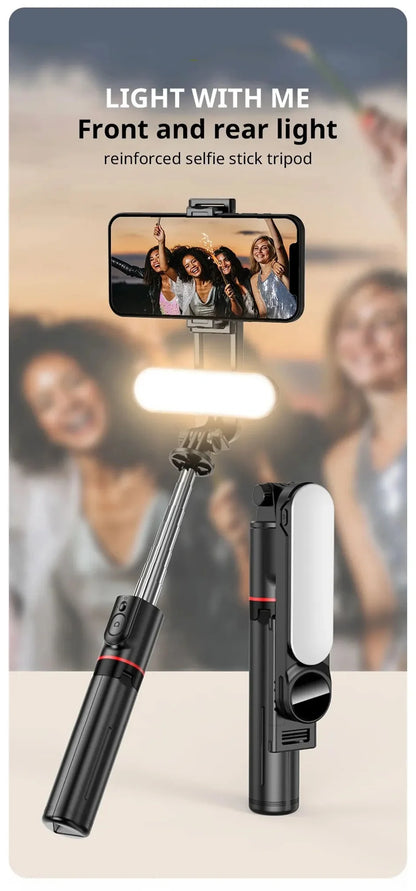 FANGTUOSI 2025 L15 Wireless Selfie Stick Tripod – Foldable Monopod with LED Light for Smartphones, TikTok & Live Shooting