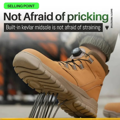 2024 Fashion Waterproof Security Work Boots – Protective Leather, Anti-Smash & Anti-Puncture Industrial Safety Shoes