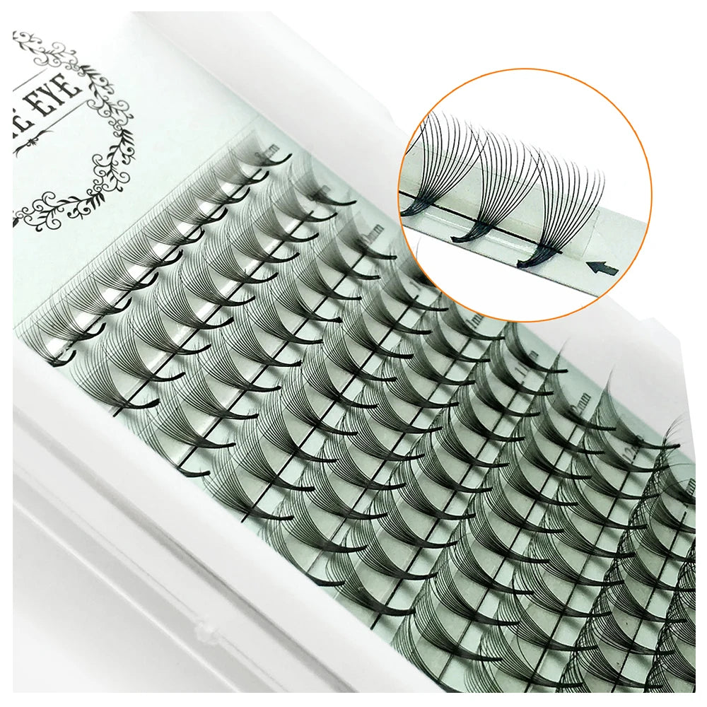10D Premade Volume Eyelash Fans – Long Stem 3D-6D Pointy Base False Lash Clusters