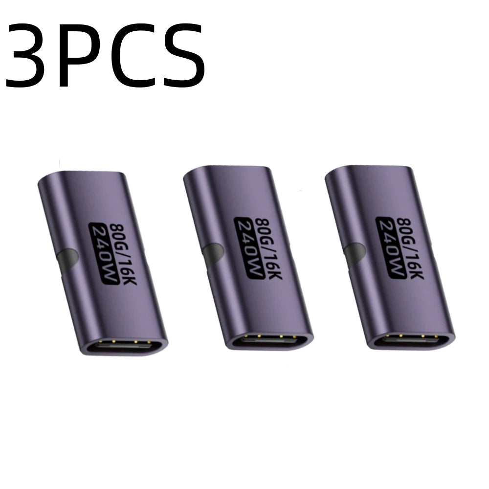 USB-C Female-to-Female Adapter – PD 3.1 240W Fast Charging, 80Gbps Data Transfer, 16K 60Hz Video Support Connector