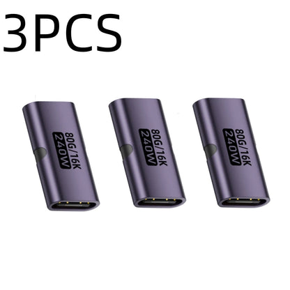 USB-C Female-to-Female Adapter – PD 3.1 240W Fast Charging, 80Gbps Data Transfer, 16K 60Hz Video Support Connector