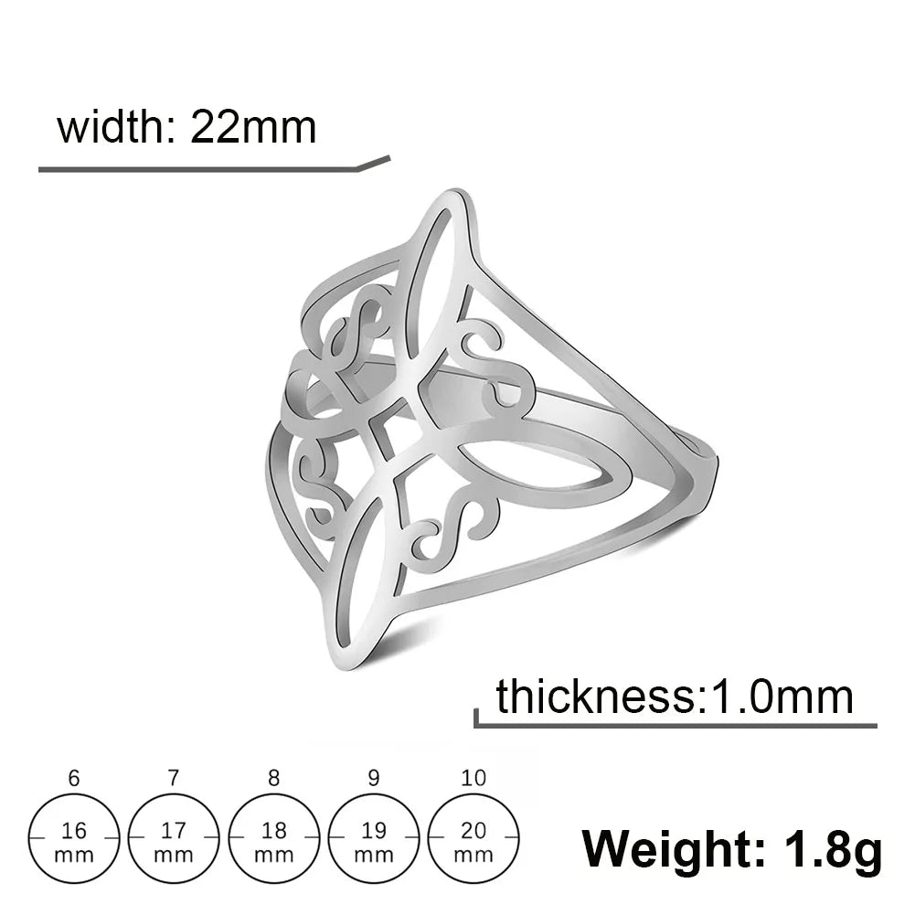 Witch Knot Stainless Steel Ring – Wiccan Celtic Knot Amulet, Good Luck & Protection Jewelry for Men & Women