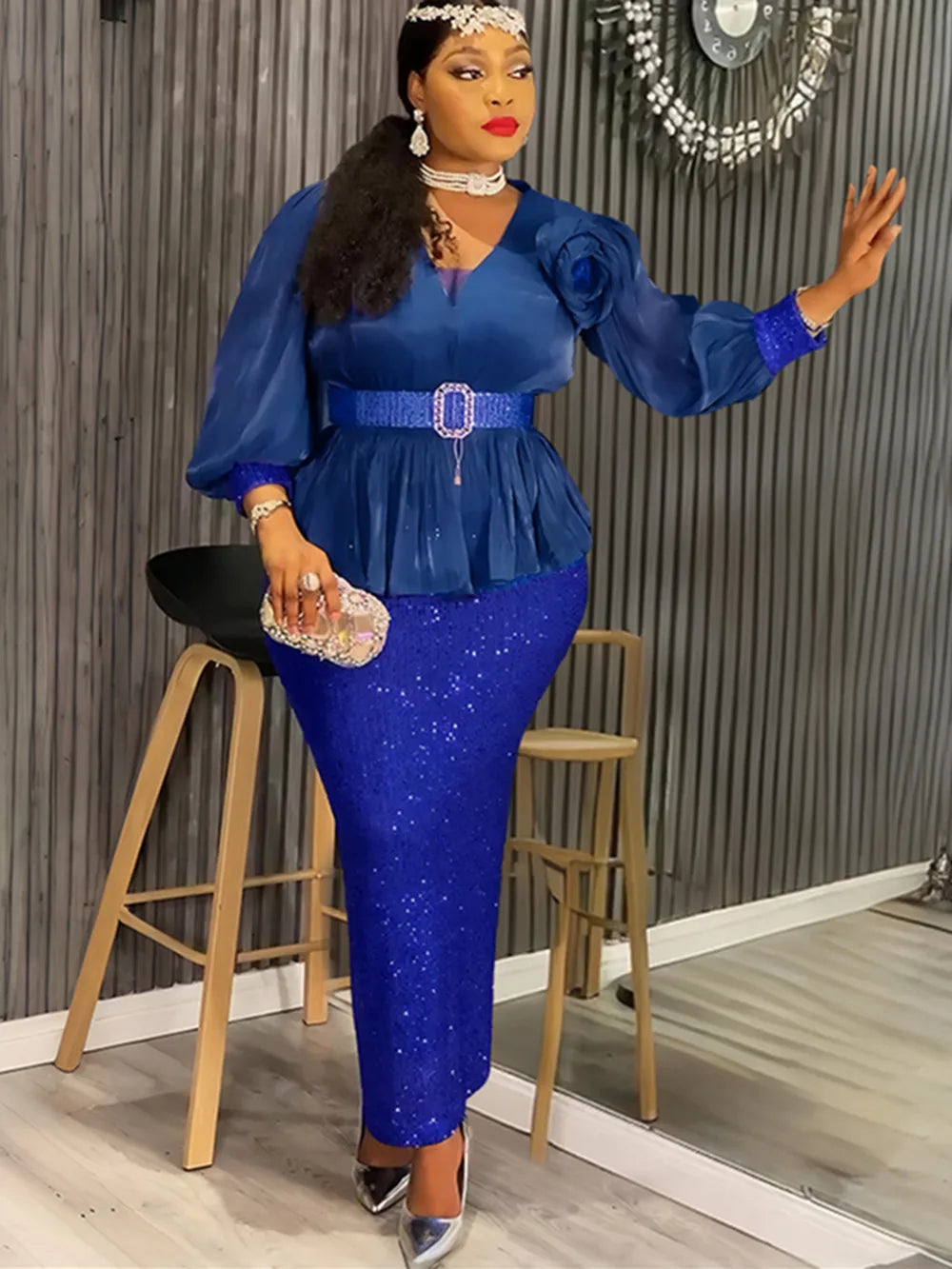 Plus Size African Party Dress - 2025 Dashiki Ankara Sequin Long Evening Gown for Women, Wedding & Special Events