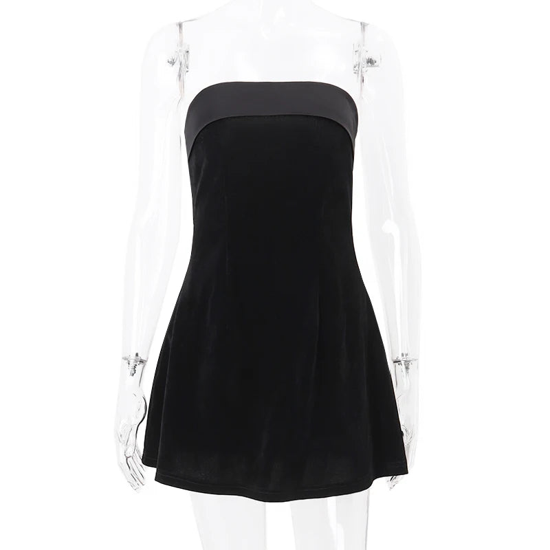 WhereMery Elegant Sleeveless Slash-Neck Mini Dress – Sexy Bodycon Backless A-Line Retro Evening & Club Party Dress for Women