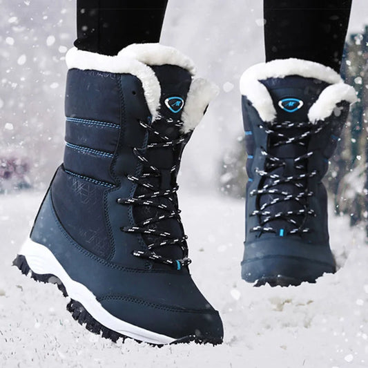 Women’s Winter Boots 2025 – Fur-Lined Snow Boots with Heels, Platform Shoes for Women, Botas Mujer in White & Black