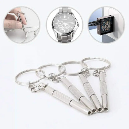 Steel Glasses Screwdriver Kit – Precision Eyeglass & Watch Repair Tools with Keychain, Portable Hand Tool Set