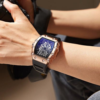 Large Dial Men's Quartz Watch - Waterproof Square Sport Luminous Wristwatch