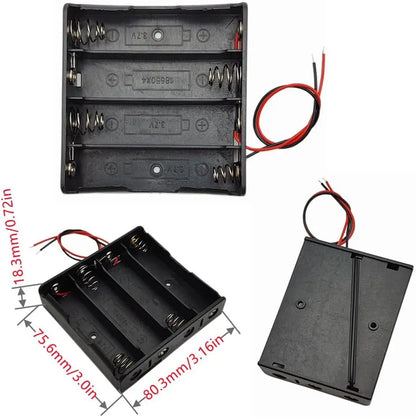 3PCS 18650 Battery Holder Box - 1 Slot 3.7V Storage Case with Black & Red Wires for 1/2/3/4 Cells