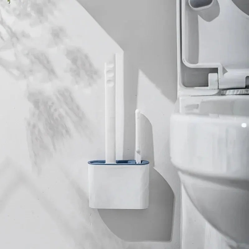 Wall Mounted Silicone Toilet Brush - Quick Drying Waterproof WC Cleaner with Soft Bristles Bathroom Accessory
