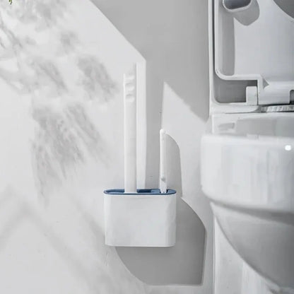 Wall Mounted Silicone Toilet Brush - Quick Drying Waterproof WC Cleaner with Soft Bristles Bathroom Accessory