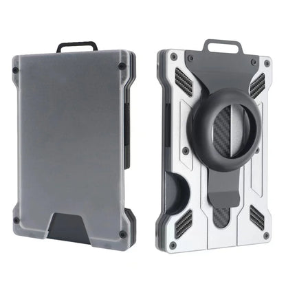 Men’s AirTag Wallet – Aluminum Money Clip Card Holder with Strap, Protective AirTag Carteira Masculina Billeteras