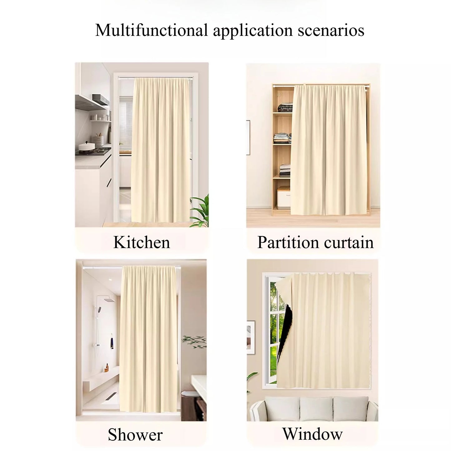 No-Drill 100% Blackout Short Curtains – Easy Install Thermal & UV-Proof Window Drapes for Door, Kitchen, Bedroom & Living Room