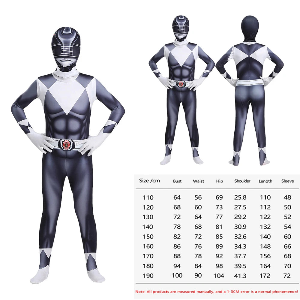 Samurai Ranger Cosplay Costume Set - Superhero Jumpsuit & Mask for Halloween and Birthday Parties