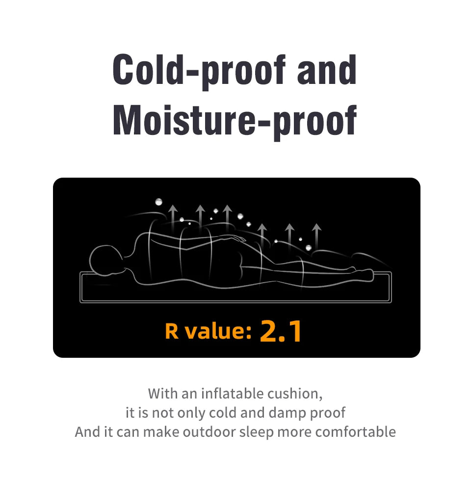 PACOONE Outdoor Camping Double Inflatable Mattress - Extra Wide Ultralight Folding Sleeping Pad