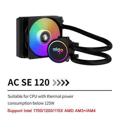 Aigo ACSE Water Cooling CPU Cooler – 120/240mm RGB Fan Liquid Heatsink Radiator for LGA 2066/2011/1151/1155/AM3+/AM4