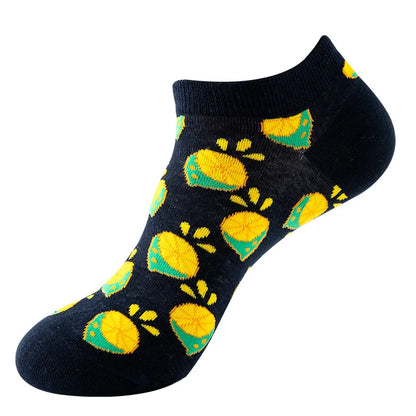 Combed Cotton Ankle Socks for Men & Women - Funny Beer, Fruit & Food Novelty Low Cut Socks (EU 38-43)