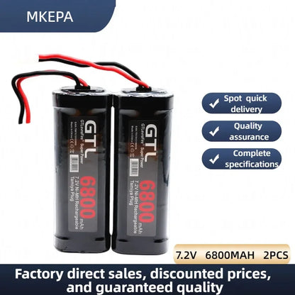 New 7.2V 6800mAh NiMH Battery Pack – Rechargeable Power for RC Cars, Trucks & Tanks