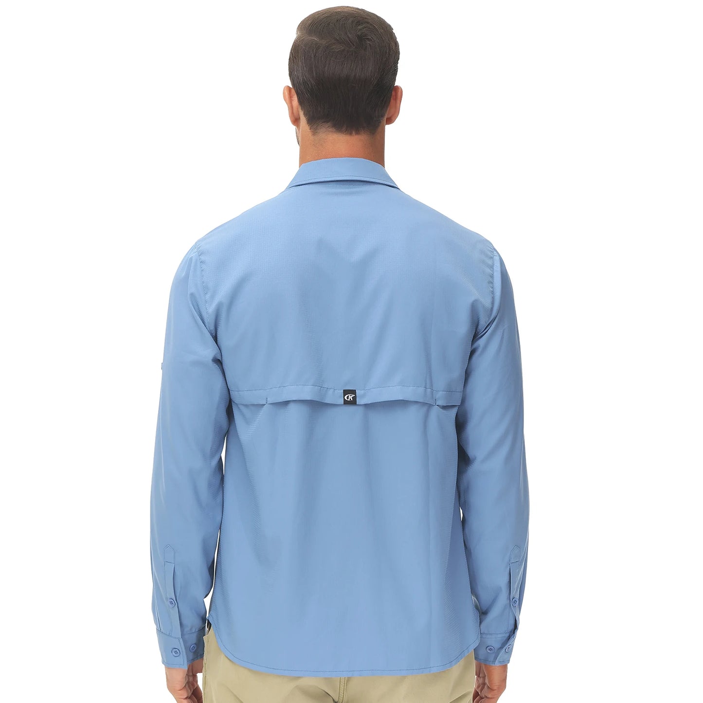 Men's UPF 50+ Long Sleeve Fishing Shirt – Sun Protection Breathable Hiking & Work Shirt with Zipper Pocket