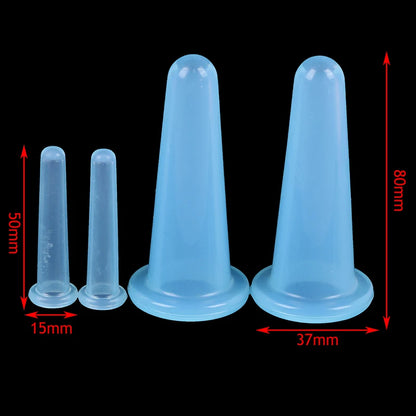4pcs Silicone Vacuum Cupping Set – Face & Neck Massage Suction Cups for Anti-Cellulite Therapy