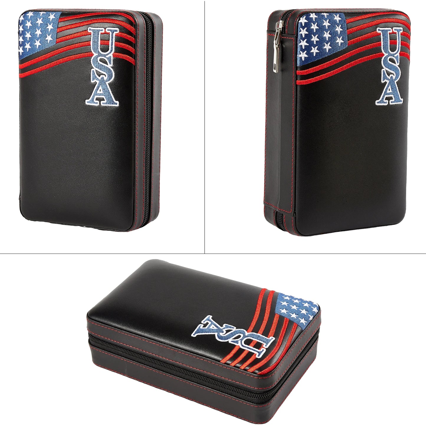 Cedarwood Cigar Case – Portable Leather Cigar Box for 4 Cigars, Humidor Kit with Humidifying Holder & Accessories