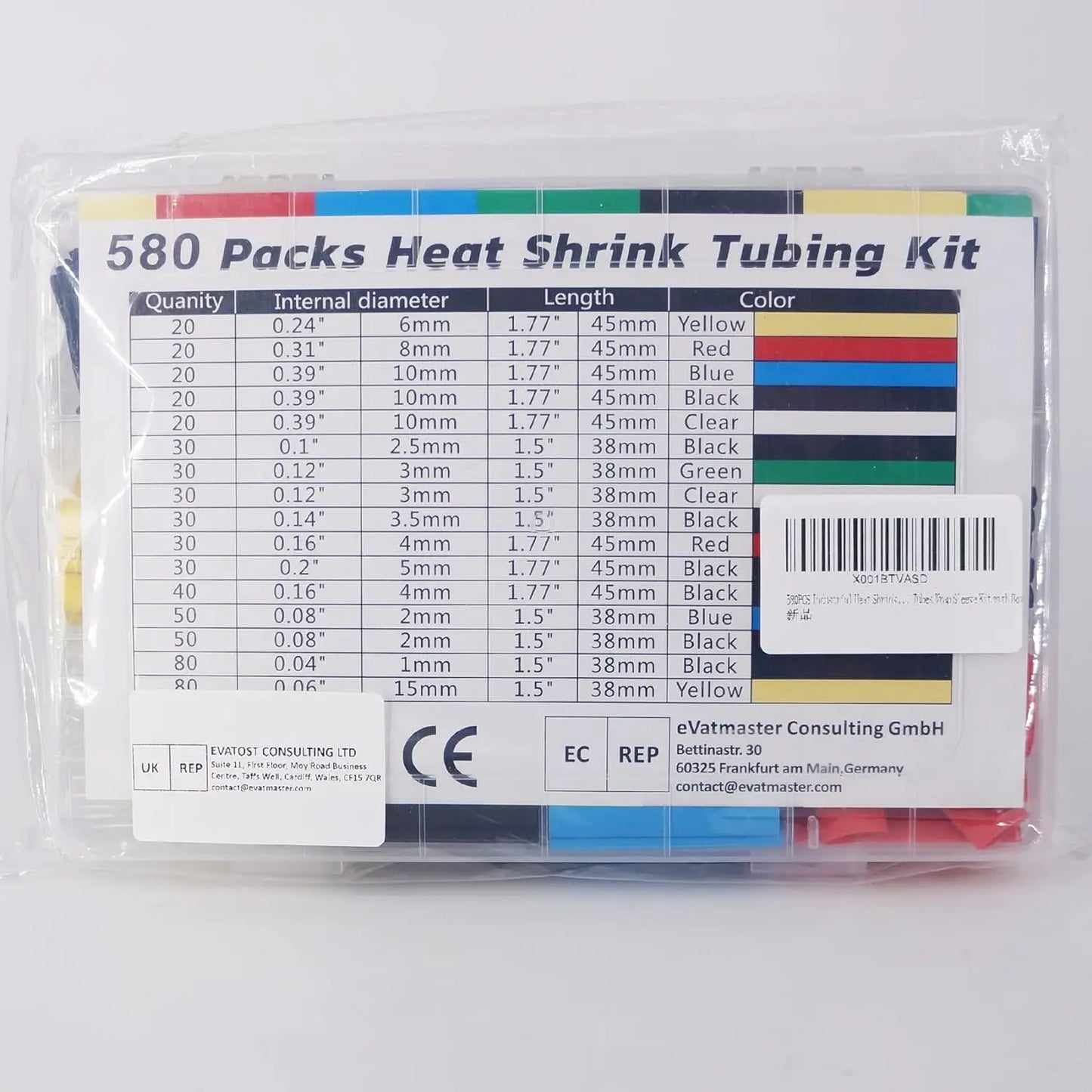 580/560Pcs Heat Shrink Tubing Kit – EVA Material, 6 Colors & 11 Sizes for Electrical Insulation, Repairs & Wire Connections