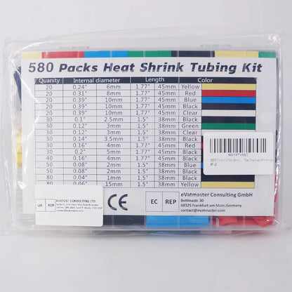 580/560Pcs Heat Shrink Tubing Kit – EVA Material, 6 Colors & 11 Sizes for Electrical Insulation, Repairs & Wire Connections