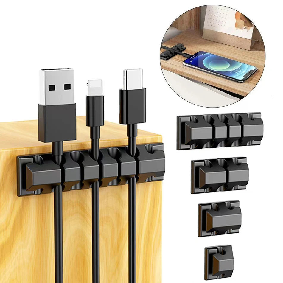 Silicone Cable Holder Organizer - Flexible Cord Management Clips for USB Wires, Earphones, Mouse & Keyboard Cables