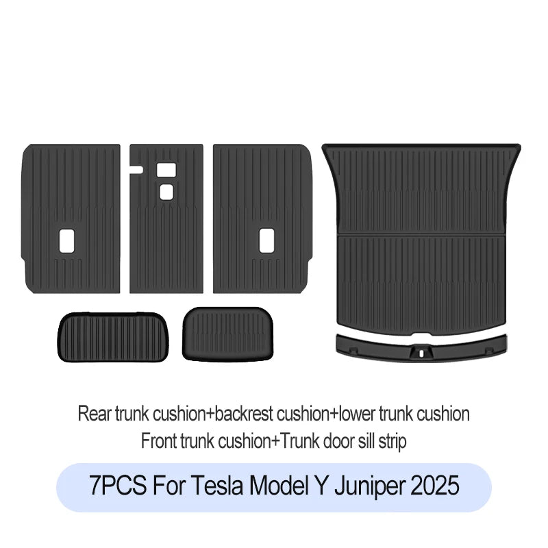 Tesla Model Y Juniper 2025+ TPE Floor Mats Set – Premium All-Weather Cargo & Trunk Liner, Wear-Resistant Car Interior Foot Protection Mats