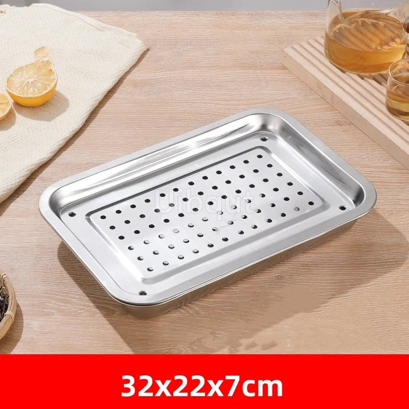 Stainless Steel Kung Fu Tea Tray with Drainage Drawer – Tea Ceremony Water Storage Board Table for Tea Room Tools