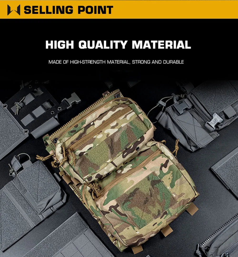 LV119 Tactical Vest Back Panel – Spiritus Systems Hunting Combat Airsoft Plate Carrier with Storage Pouch & Assault Vest Expansion Gear