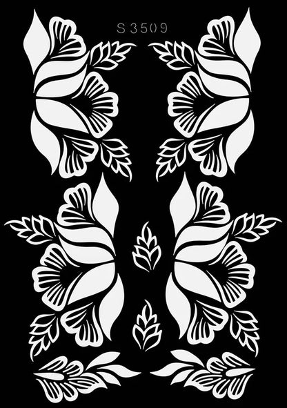 Reusable Henna Stencil Templates for Hand & Body – Floral Tattoo Stencils for Women, Weddings & Festivals Body Art Makeup Tools