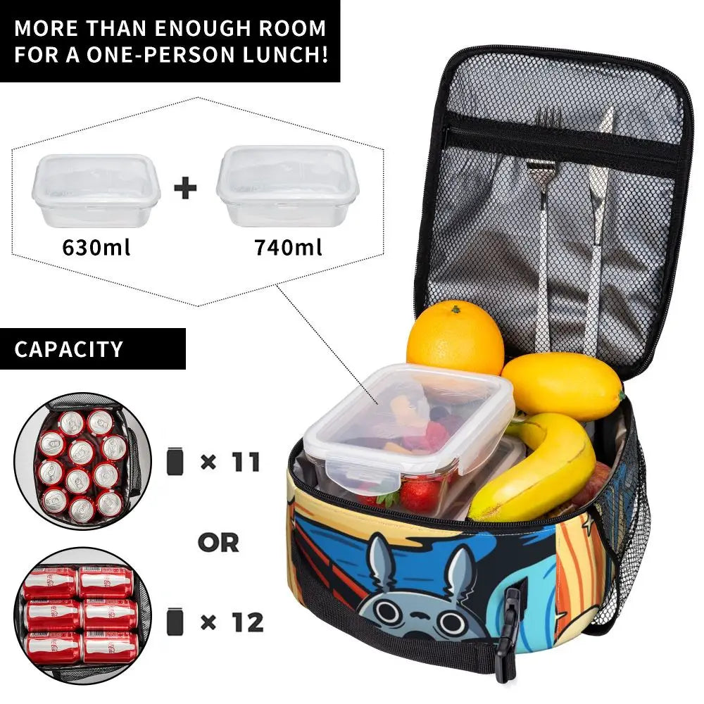 Totoro Miyazaki Anime Insulated Lunch Tote Bag – Portable Thermal Cooler for School & Office
