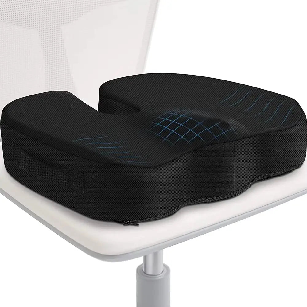 Travel Memory Foam U-Shaped Seat Cushion – Ergonomic Hip & Lumbar Support Pad for Office Chair, Car & Travel Comfort