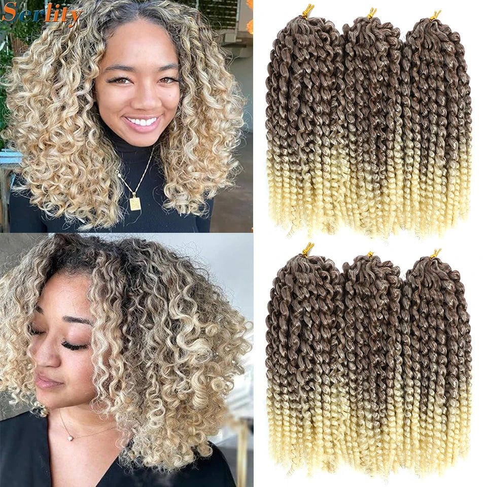 Kinky Curly Crochet Hair Extensions 8–12 Inch – Marlybob Jerry Curl Synthetic Afro Curly Hair, Short Passion Twist Braiding Crochet Hair for Women