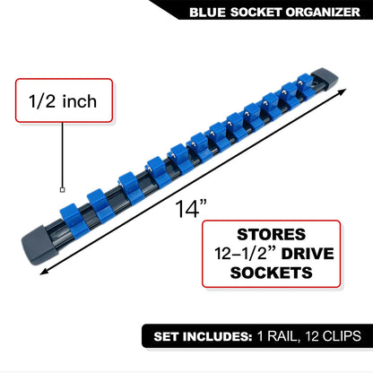 Universal Socket Organizer Rail – 1/4", 3/8", 1/2" Wrench Holder Plastic Bracket for Wall Mount & Home Repair Tools