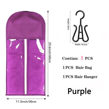 Extra Long Wig Storage Bag | Hair Extension Storage with Hanger for Wigs, Hairpieces & Extensions