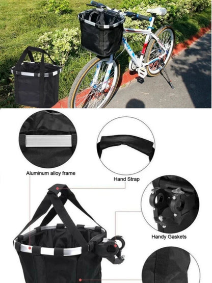 Bicycle Front Basket & Pet Carrier — 2-in-1 Detachable MTB Handlebar Bag, Small Dog Pouch, Foldable Cycling Baggage, 5KG Load