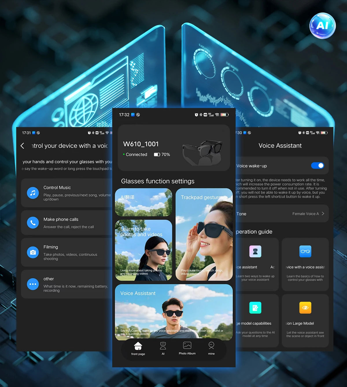LIGE AI Smart Glasses — 8MP Camera, Video Recording, 100+ Languages Translation, Bluetooth Call & Music for Men & Women