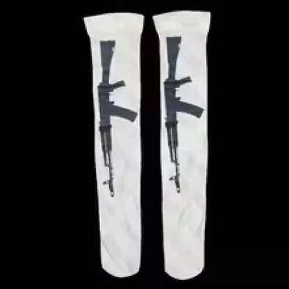 Y2K Punk Graffiti Thigh-High Socks - White Over-Knee Stockings for Cosplay, Harajuku & Kawaii Style