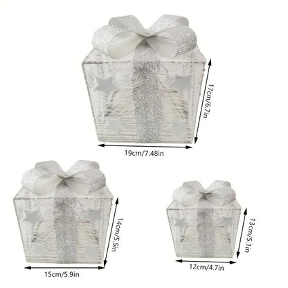 3-Piece Christmas LED Gift Box Set - Lighted Indoor & Outdoor Holiday Decoration