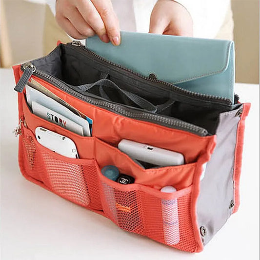 Multifunctional Bi-Fold Storage Bag - Double Zipper Large Capacity Makeup Toiletries Organizer for Easy Storage Arrangement