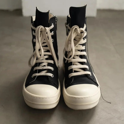 Owens 2025 Sneakers – Women & Men Casual Lace-Up Canvas High-Top Shoes with Thick Sole, Trendy Punk Style