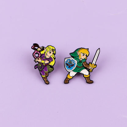 2-Piece Game Character Enamel Pin Set - Cartoon Brooches for Backpacks, Hats, Cosplay, and Fan Gifts
