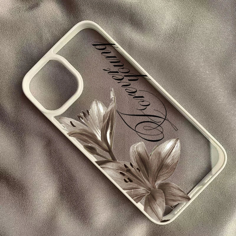 Vintage Lily Floral iPhone Case - Shockproof Protective Cover for iPhone 11–17 Series