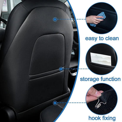 Car Seat Back Protective Mat – Anti-Kick Leather Scratch Protector for Tesla Model 3/Y Full Seat Accessories