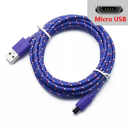 2.4A Micro USB Cable – Nylon Braided 0.5m/1m/2m/3m for Data Sync & Charging, Compatible with Samsung, Huawei, Xiaomi, Android