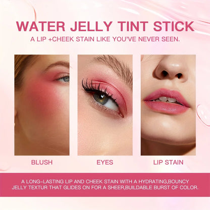 4 Color Jelly Blush Stick – 3-in-1 Multi-Use Matte Blush, Lip Balm & Eyeshadow, Moisturize & Brighten Lip Gloss